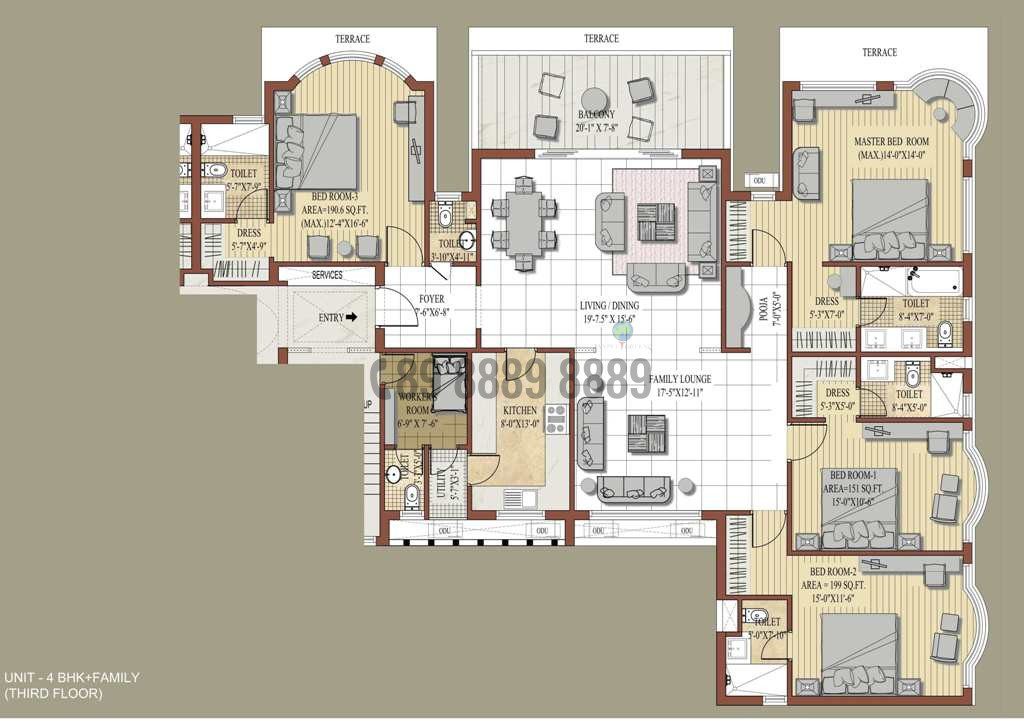  4 BHK+S – 3245 Sq.Ft