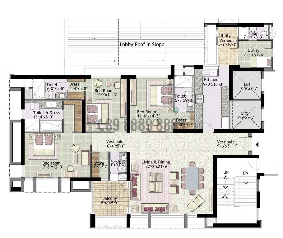 3BHK +S 2625 Sq. Ft