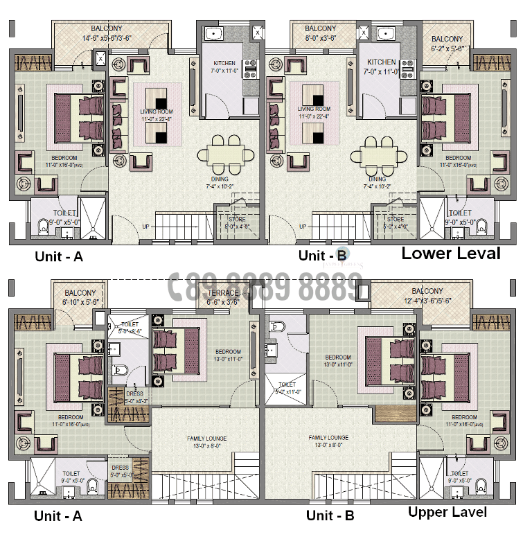 630 to 690 Sq.ft Studio