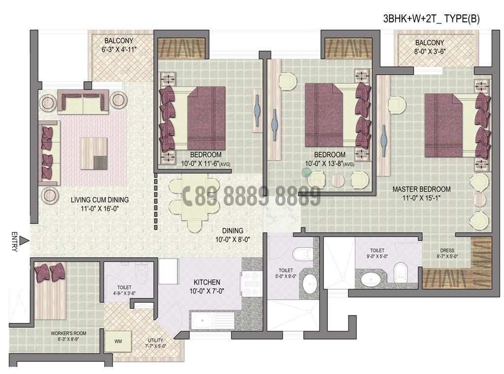 3Bhk+S 1650 Sq.ft