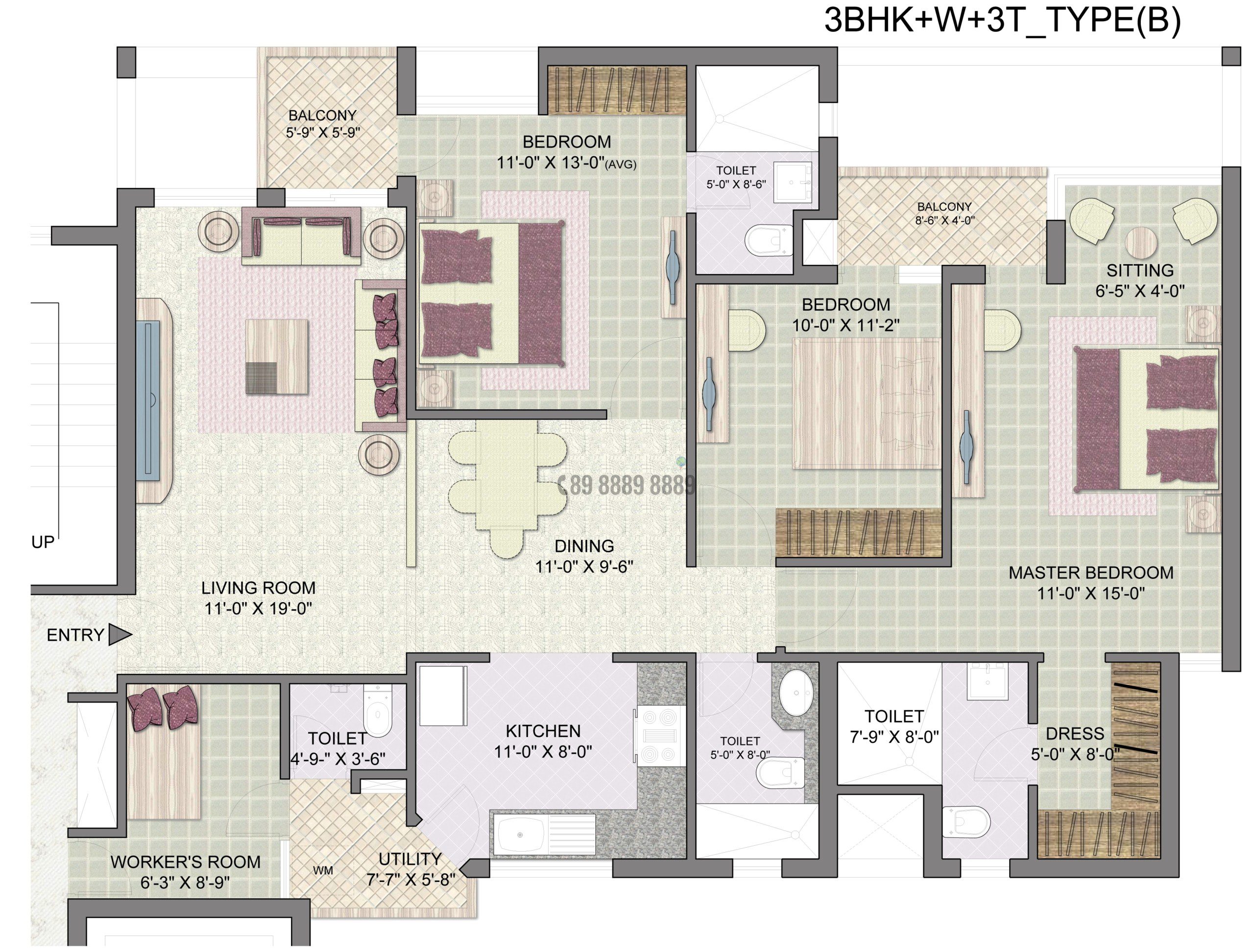 3Bhk+S 1650 Sq.ft