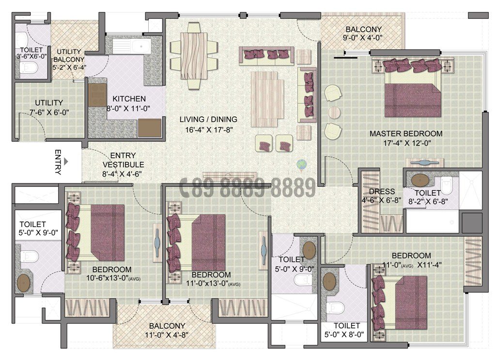 4Bhk+S 2150 Sq.ft
