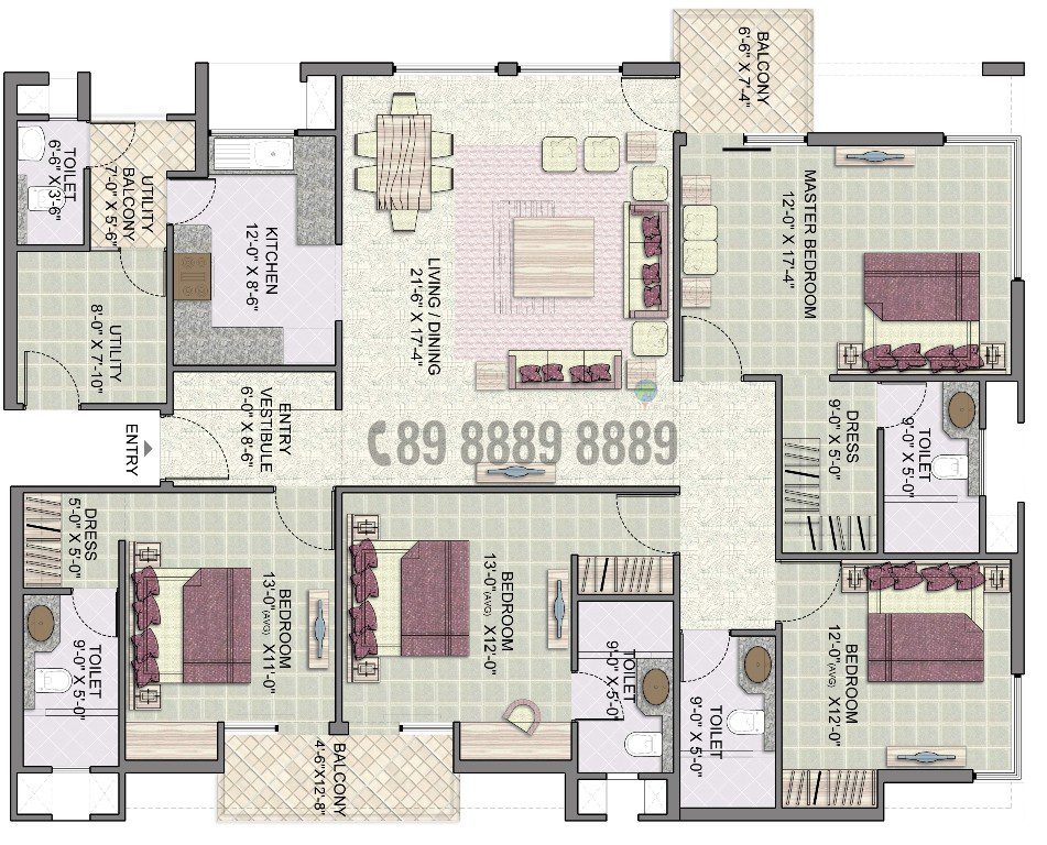 4Bhk+S 2450 Sq.ft