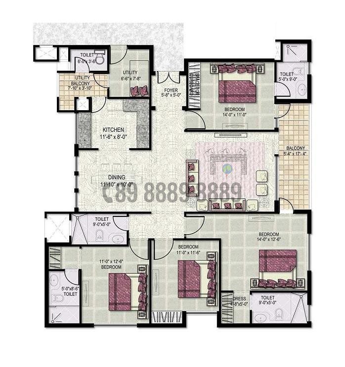 4Bhk+S 2600Sq.ft