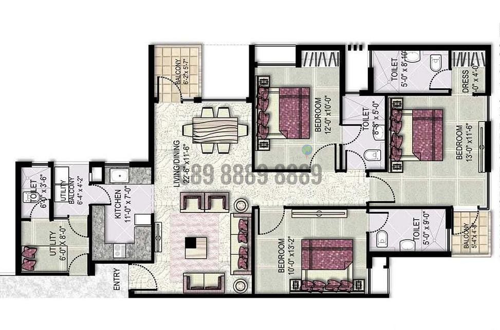 3BHK+S 1650 Sq.ft