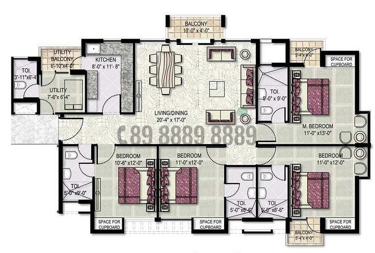4BHK+S 2145 Sq.ft