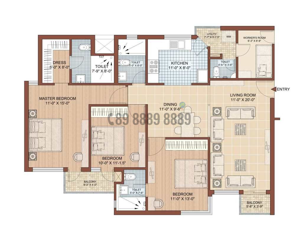 3BHK+S 1720 Sq.ft
