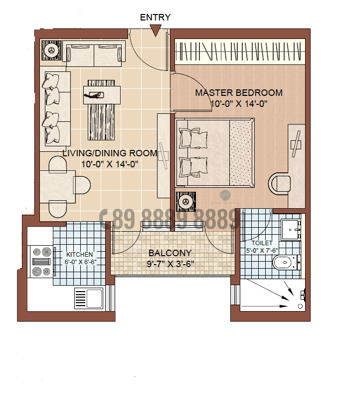 1BHK 588 Sq.ft